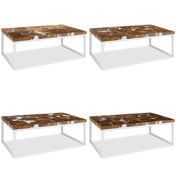 Sofabord i teaktræ og plastik 110 x 60 x 40 cm - Sofabord - Sofaborde - Home & Living