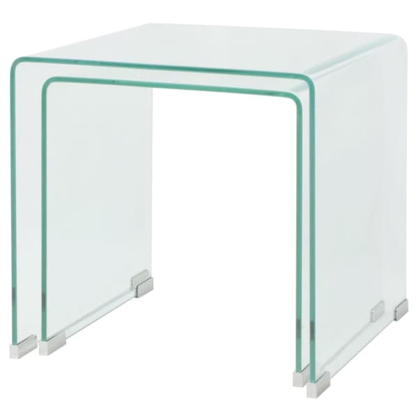 Indskudsbordsæt i 2 dele i hærdet klart glas - Indskudsbordsæt - Indskudsbord - Home & Living