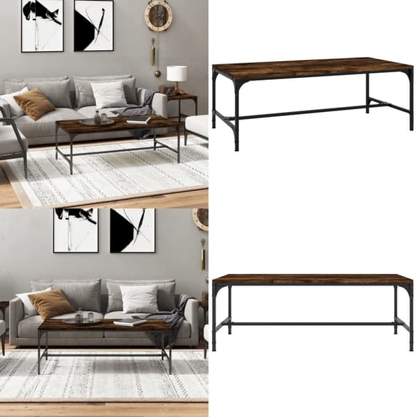 Soffbord rökfärgad ek 100x50x35 cm konstruerat trä - Soffbord - Små Soffbord - Home & Living