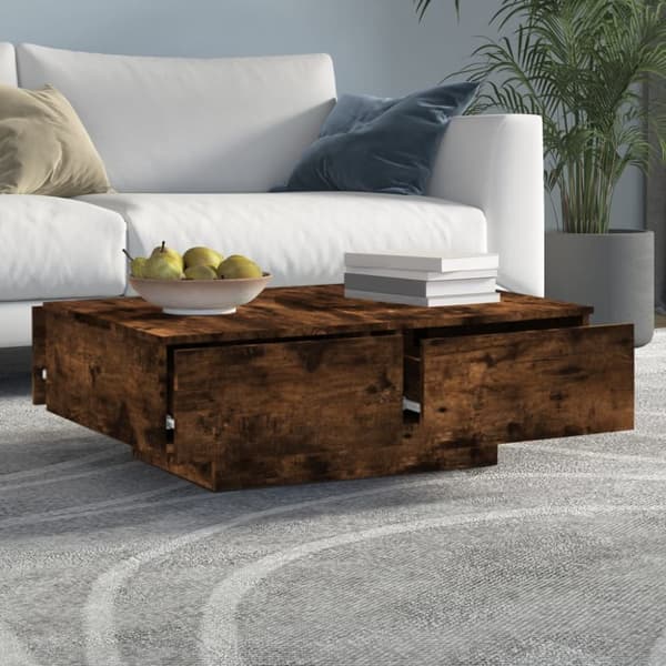 Sofabord 90x60x31 cm konstrueret træ røget egetræsfarve - Sofabord - Sofaborde - Home & Living