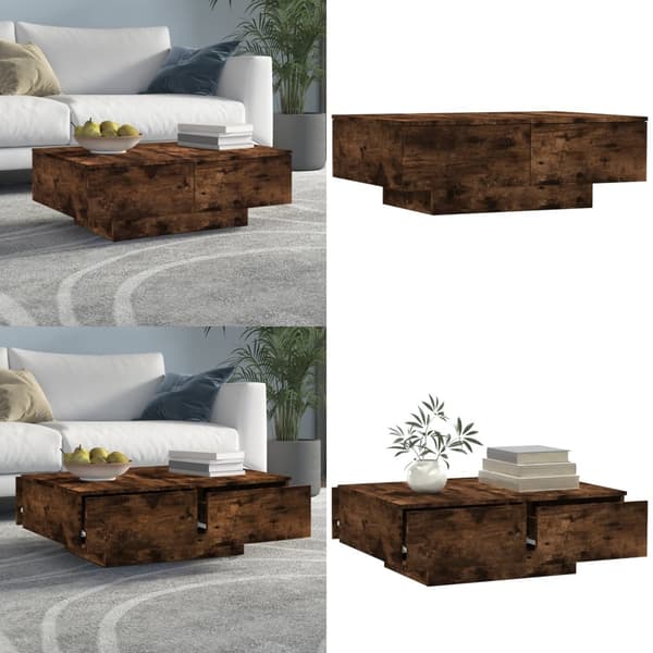 Sofabord 90x60x31 cm konstrueret træ røget egetræsfarve - Sofabord - Sofaborde - Home & Living