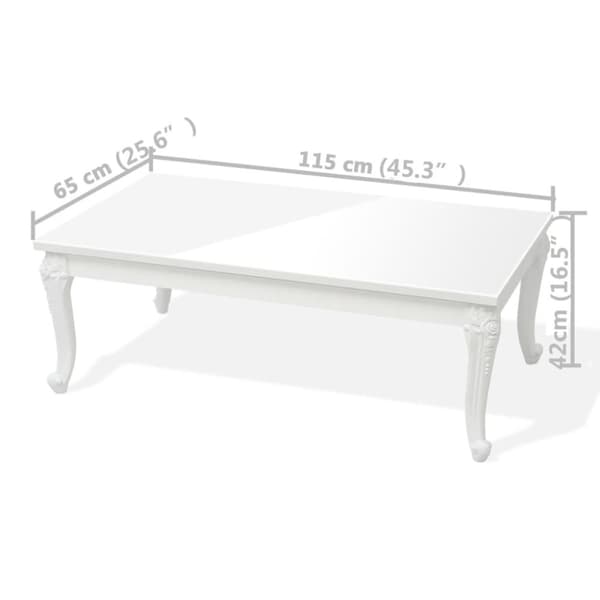 Sofabord 115 x 65 x 42 cm højglans hvid - Højglanssofabord - Højglanssofaborde - Home & Living