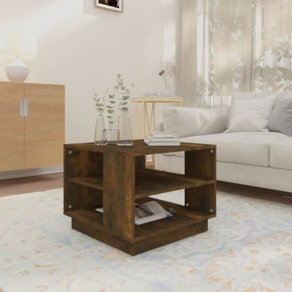 Soffbord rökfärgad ek 55x55x43 cm spånskiva - Soffbord - Bord - Home & Living