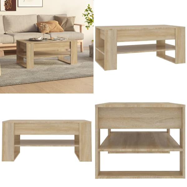 Sofabord 102x55x45 cm konstrueret træ sonoma-eg - Sofabord - Sofaborde - Home & Living