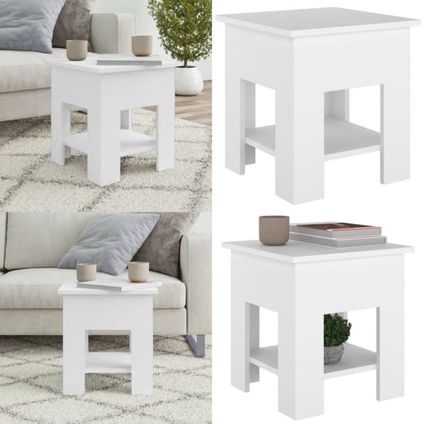 Sofabord 40x40x42 cm konstrueret træ hvid - Sofabord - Sofaborde - Home & Living