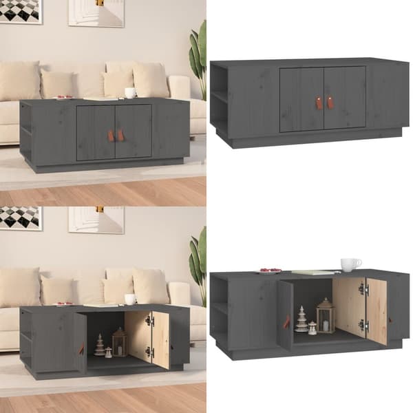 Sofabord 100x50x41 cm massivt fyrretræ grå - Sofabord - Sofaborde - Home & Living