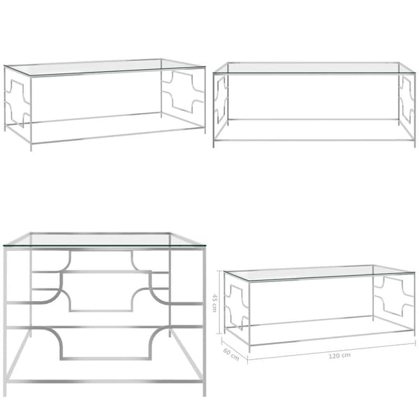 Soffbord silver 120x60x45 cm rostfritt stål och glas - Soffbord - Soff Bord - Home & Living