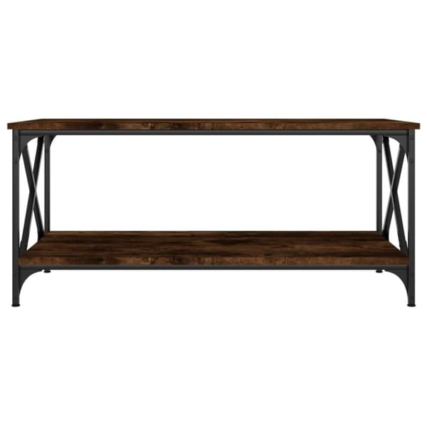 Soffbord rökfärgad ek 100x50x45 cm konstruerat trä och järn - Soffbord - Små Soffbord - Home & Living