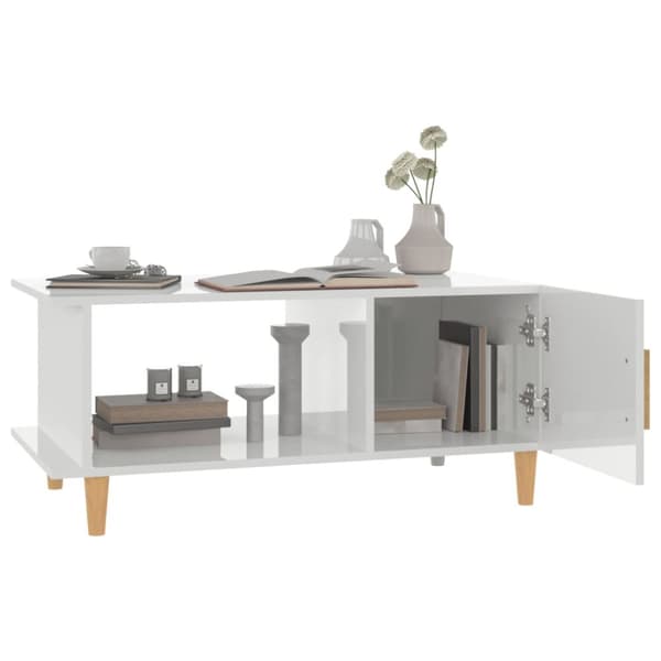 Sofabord 90x50x40 cm konstrueret træ hvid højglans - Sofabord - Sofaborde - Home & Living