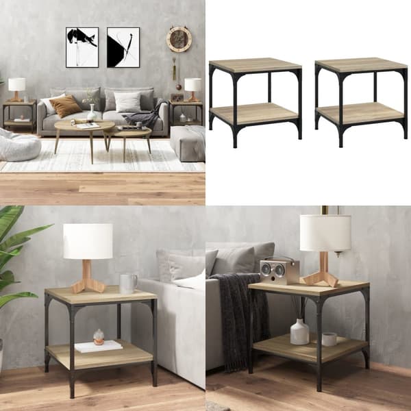 Sideborde 2 stk. 40x40x40 cm konstrueret træ sonoma-eg - Sidebord - Sideborde - Home & Living