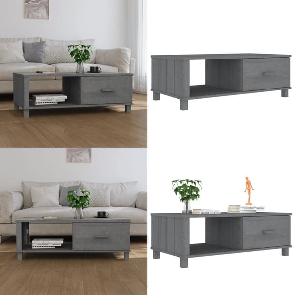 Sofabord HAMAR 100x55x35 cm massivt fyrretræ mørkegrå - Sofabord - Sofaborde - Home & Living