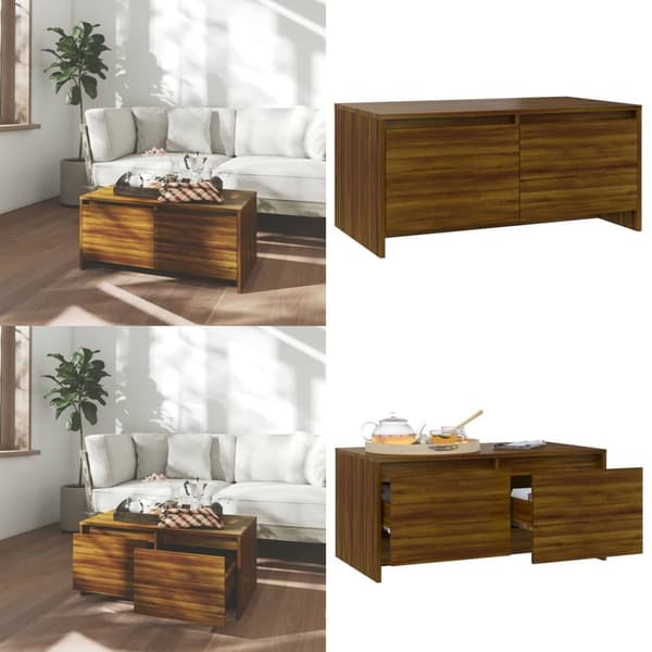 Soffbord brun ek 90x50x41,5 cm konstruerat trä - Soffbord - Sidobord - Home & Living