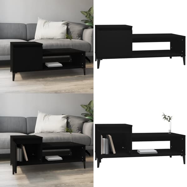Soffbord svart 100x50x45 cm konstruerat trä - Soffbord - Små Soffbord - Home & Living