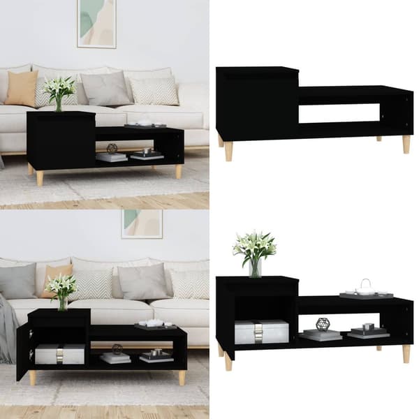 Soffbord svart 100x50x45 cm konstruerat trä - Soffbord - Små Soffbord - Home & Living