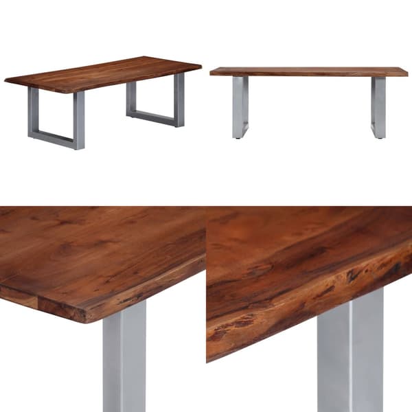 Soffbord med levande kanter 115x60x40 cm massivt akaciaträ - Soffbord - Vardagsrumsbord - Home & Living