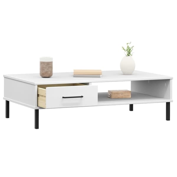 Sofabord med metalben OSLO massivt fyrretræ hvid - Sofabord - Sofaborde - Home & Living