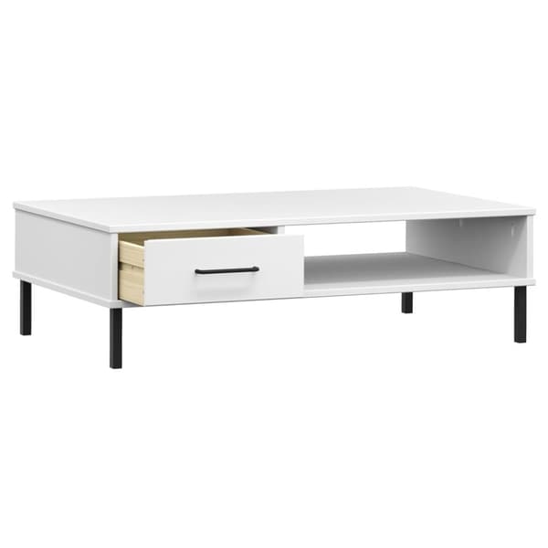 Sofabord med metalben OSLO massivt fyrretræ hvid - Sofabord - Sofaborde - Home & Living