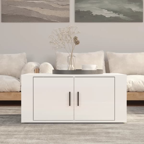 Sofabord 80x50x36 cm konstrueret træ hvid højglans - Sofabord - Sofaborde - Home & Living