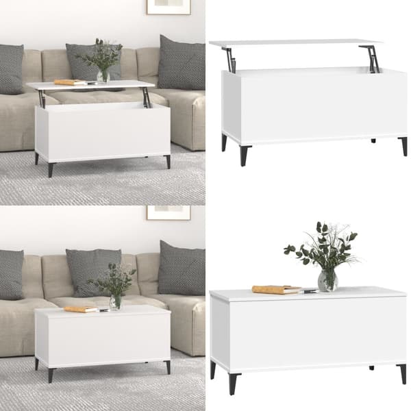 Soffbord vit 90x44,5x45 cm konstruerat trä - Soffbord - Små Soffbord - Home & Living