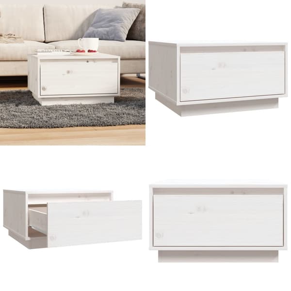 Sofabord 55x56x32 cm massivt fyrretræ hvid - Sofabord - Sofaborde - Home & Living