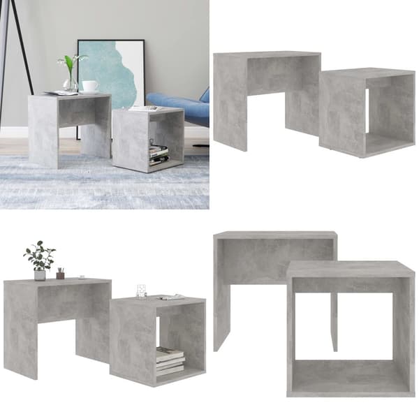 Soffbord set betonggrå 48x30x45 cm konstruerat trä - Satsbord - Sats Bord - Home & Living