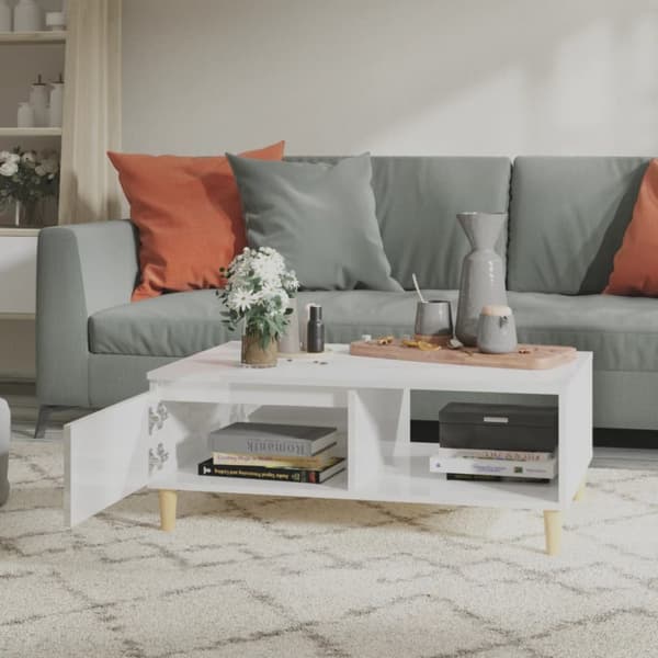 Soffbord vit högglans 90x60x35 cm spånskiva - Soffbord - Bord - Home & Living