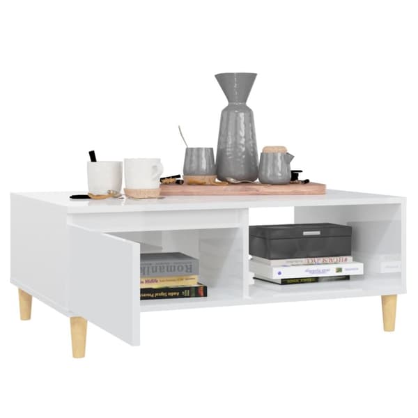 Soffbord vit högglans 90x60x35 cm spånskiva - Soffbord - Bord - Home & Living