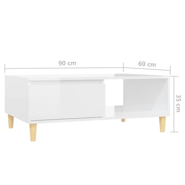 Soffbord vit högglans 90x60x35 cm spånskiva - Soffbord - Bord - Home & Living