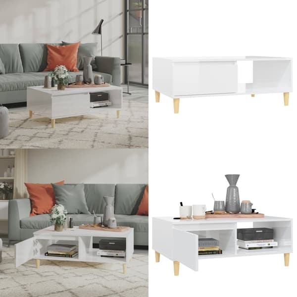 Soffbord vit högglans 90x60x35 cm spånskiva - Soffbord - Bord - Home & Living