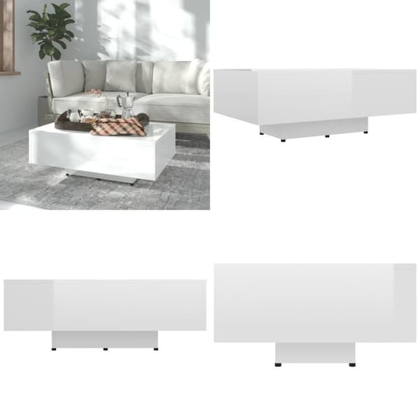 Soffbord vit högglans 85x55x31 cm konstruerat trä - Soffbord - Soff Bord - Home & Living