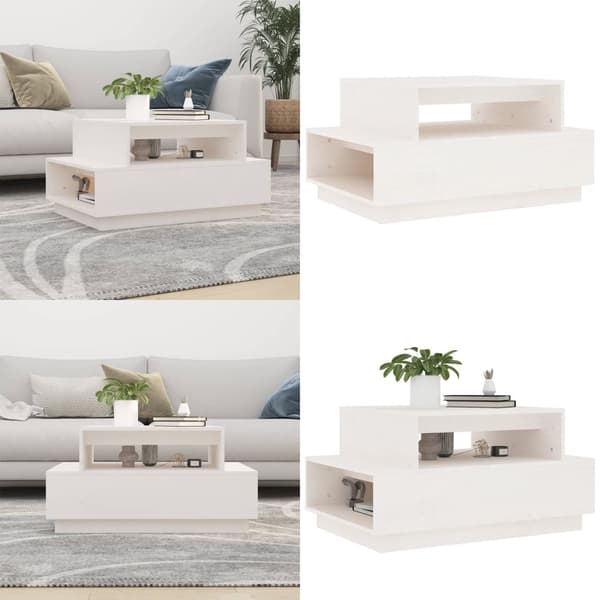 Soffbord vit 80x55x40,5 cm massiv furu - Soffbord - Soff Bord - Home & Living