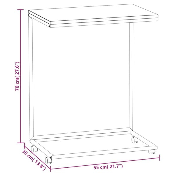 Sidebord med hjul 55x35x70 cm konstrueret træ hvid - Sidebord - Sideborde - Home & Living