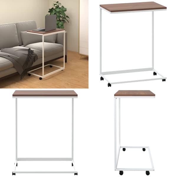 Sidebord med hjul 55x35x70 cm konstrueret træ hvid - Sidebord - Sideborde - Home & Living
