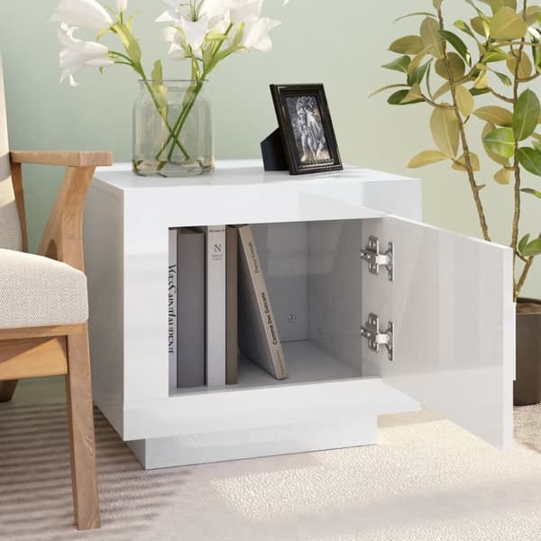 Sofabord 51x50x45 cm konstrueret træ hvid højglans - Sofabord - Sofaborde - Home & Living
