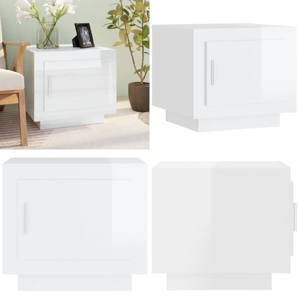 Sofabord 51x50x45 cm konstrueret træ hvid højglans - Sofabord - Sofaborde - Home & Living