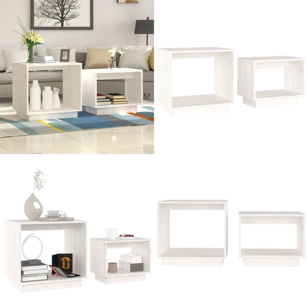 Satsbord 2 st vit massiv furu - Soffbord - Satsbord - Home & Living