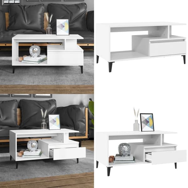 Soffbord vit 90x49x45 cm konstruerat trä - Soffbord - Bord - Home & Living