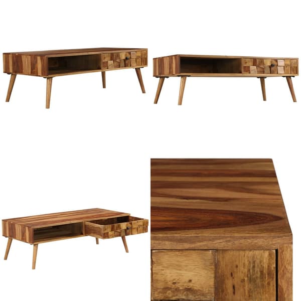 Soffbord massivt sheshamträ med honungsfinish 110x50x37 cm - Soffbord - Soff Bord - Home & Living