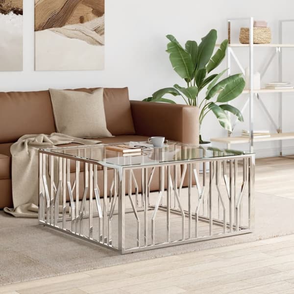 Sofabord 100x100x50 cm rustfrit stål og glas - Sofabord - Sofaborde - Home & Living