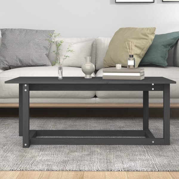 Sohvapöytä harmaa 110x55x45 cm täysi mänty - Sohvapöytä - Sohvapöydät - Home & Living