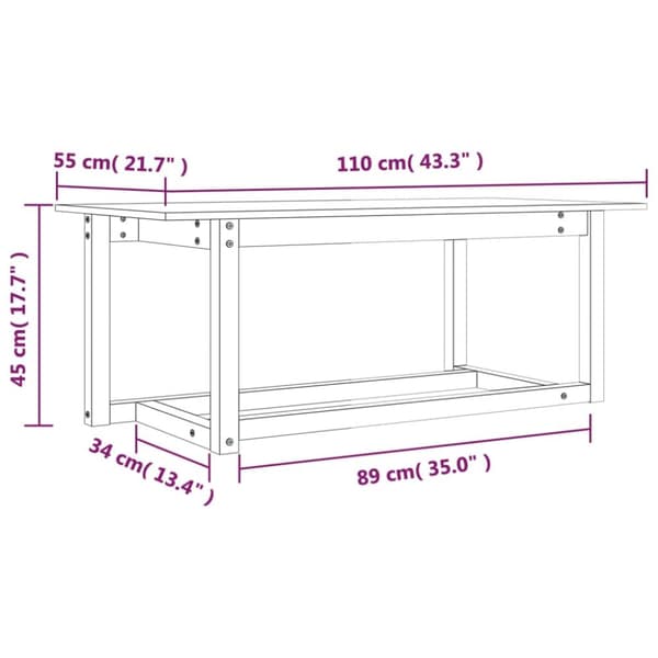 Sohvapöytä harmaa 110x55x45 cm täysi mänty - Sohvapöytä - Sohvapöydät - Home & Living