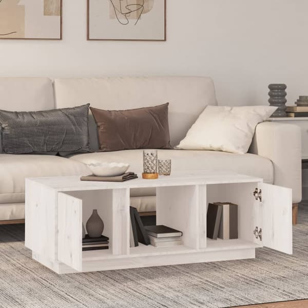 Soffbord vit 110x50x40 cm massiv furu - Soffbord - Soff Bord - Home & Living