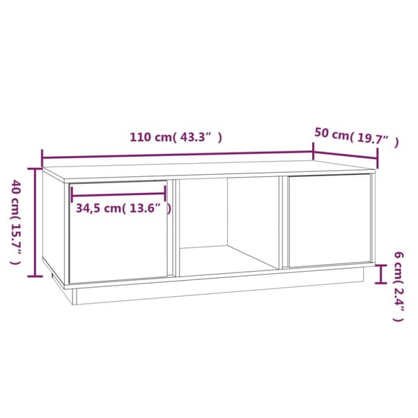 Soffbord vit 110x50x40 cm massiv furu - Soffbord - Soff Bord - Home & Living