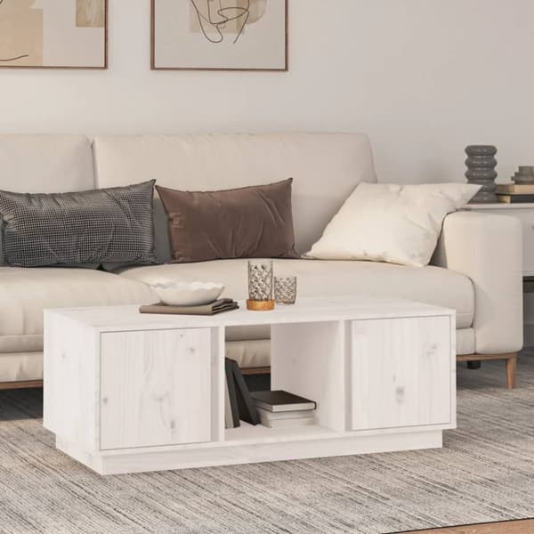 Soffbord vit 110x50x40 cm massiv furu - Soffbord - Soff Bord - Home & Living