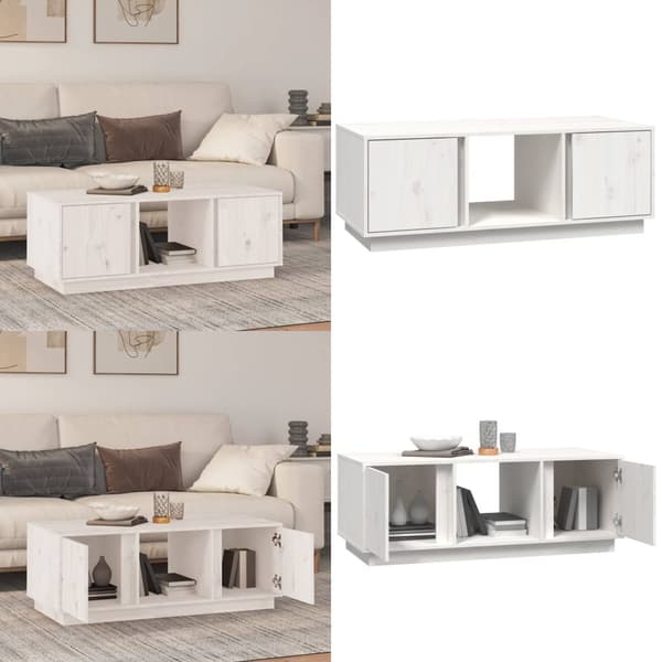 Soffbord vit 110x50x40 cm massiv furu - Soffbord - Soff Bord - Home & Living