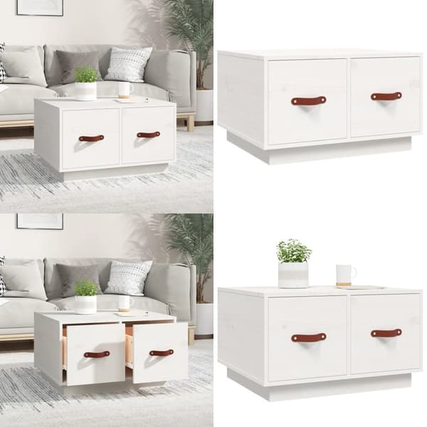 Sofabord 60x53x35 cm massivt fyrretræ hvid - Sofabord - Sofaborde - Home & Living