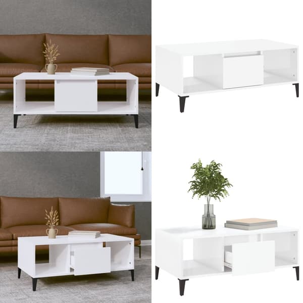 Sofabord 90x50x36,5 cm konstrueret træ hvid højglans - Sofabord - Sofaborde - Home & Living