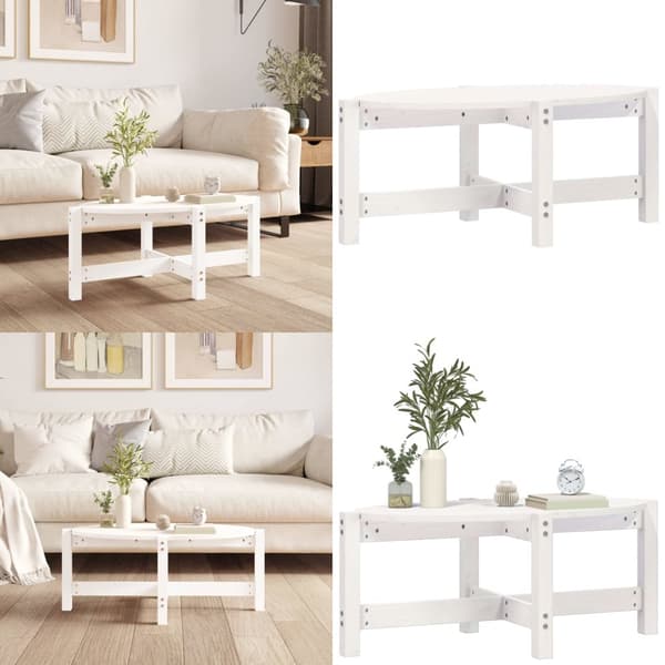 Soffbord vit 87x48x35 cm massiv furu - Soffbord - Små Soffbord - Home & Living