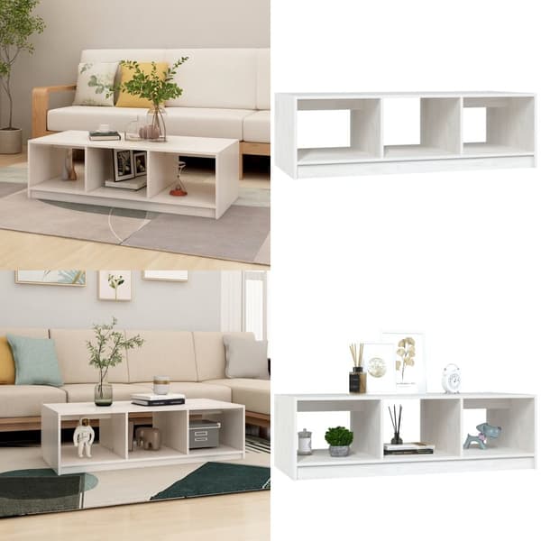 Soffbord vit 110x50x34 cm massiv furu - Soffbord - Soff Bord - Home & Living