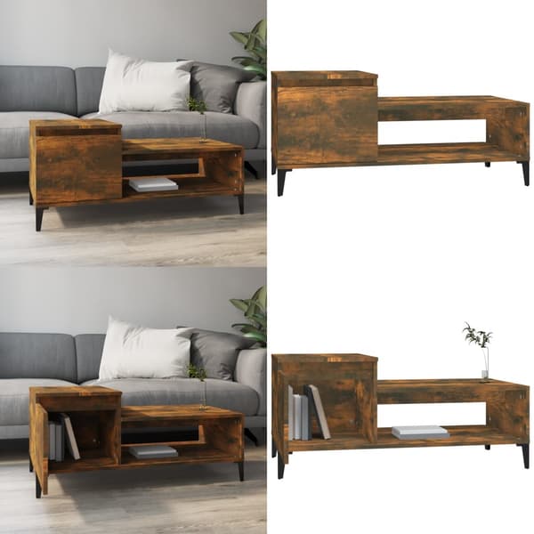 Soffbord rökfärgad ek 100x50x45 cm konstruerat trä - Soffbord - Små Soffbord - Home & Living